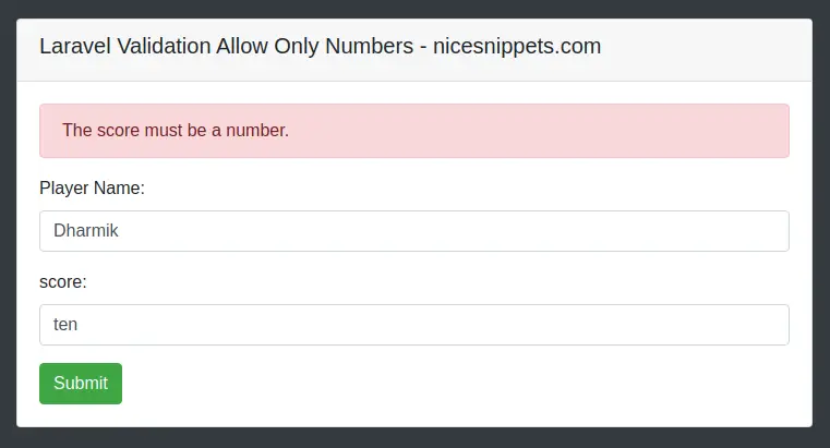 Laravel Validation Allow Only Numbers